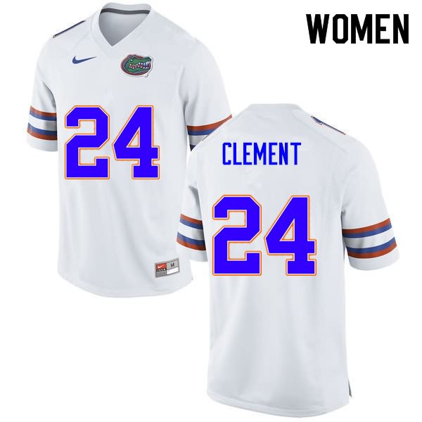 Women's NCAA Florida Gators Iverson Clement #24 Stitched Authentic Nike White College Football Jersey ATI4665RS